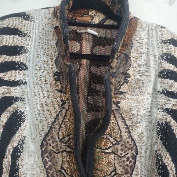 Painted Pony tapestry jungle animals jacket vintage large Shacket - Picture 3 of 6